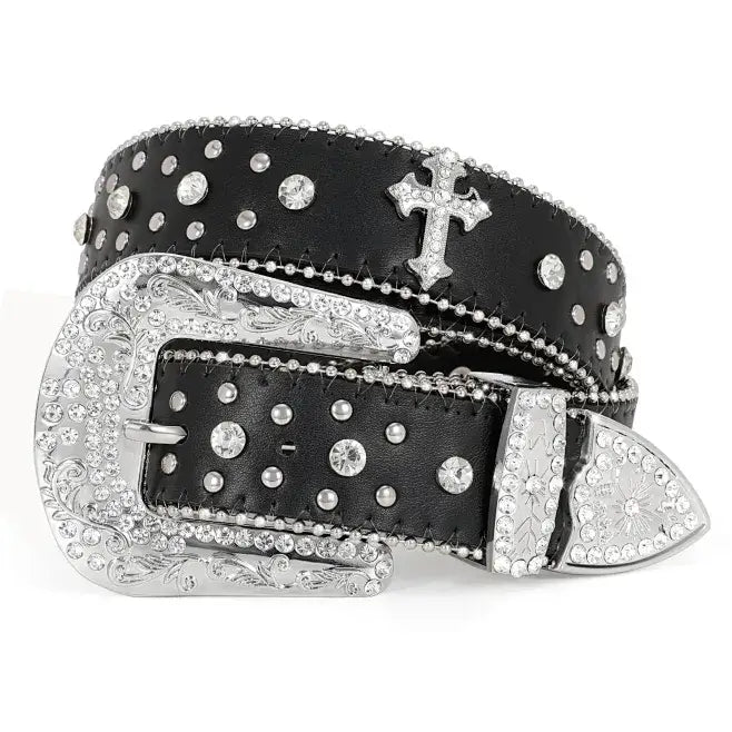 Rhinestone Studded Belt for Men Women